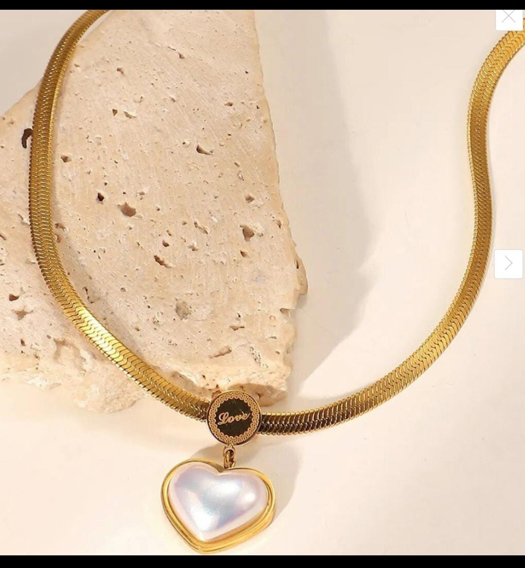 Gold Plated Anti Tarnish Stainless Steel Heart Pendent Chain Necklace