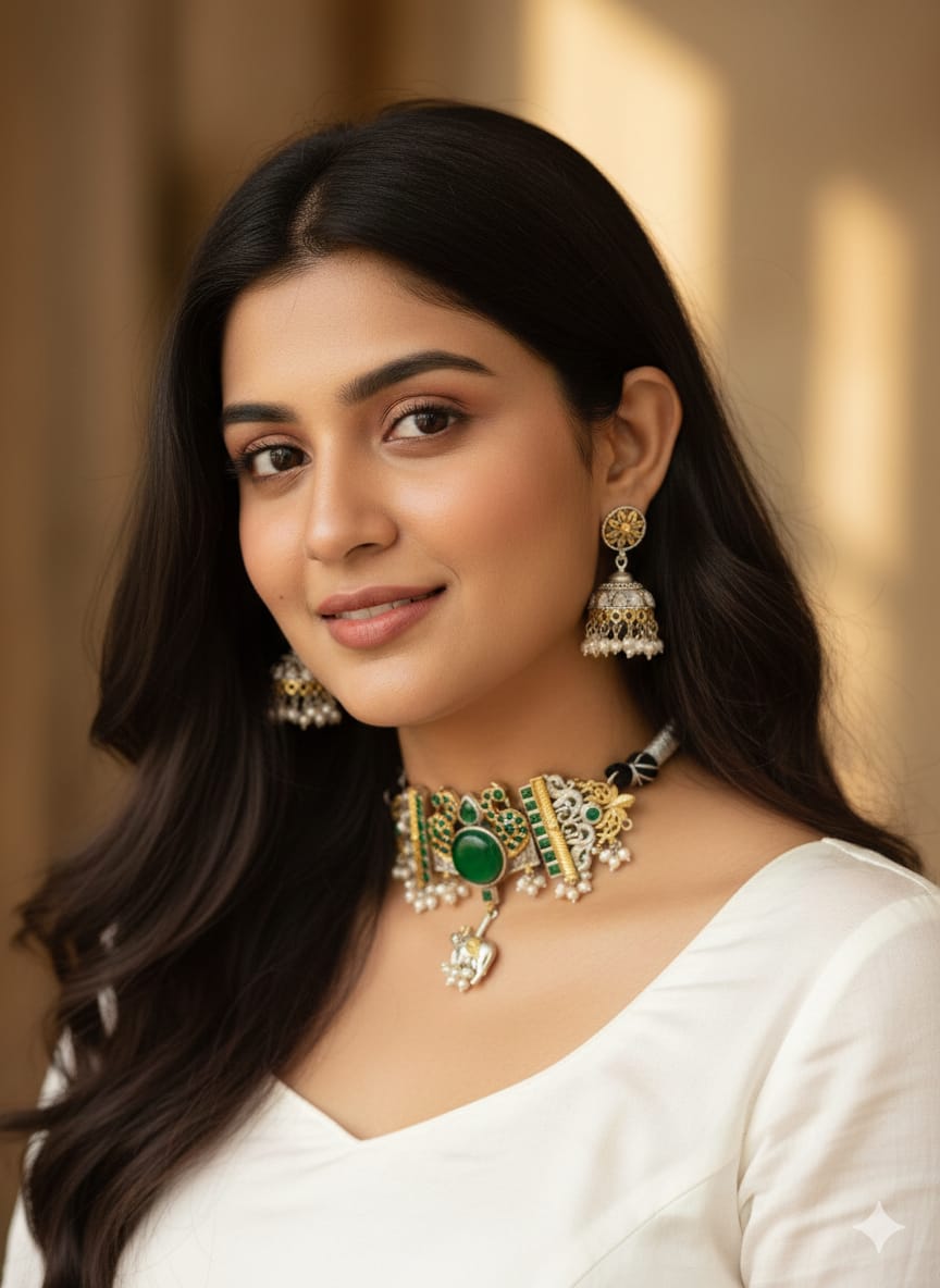 Sangani Handmade Dual tone Silver and Gold Plated Necklace Set