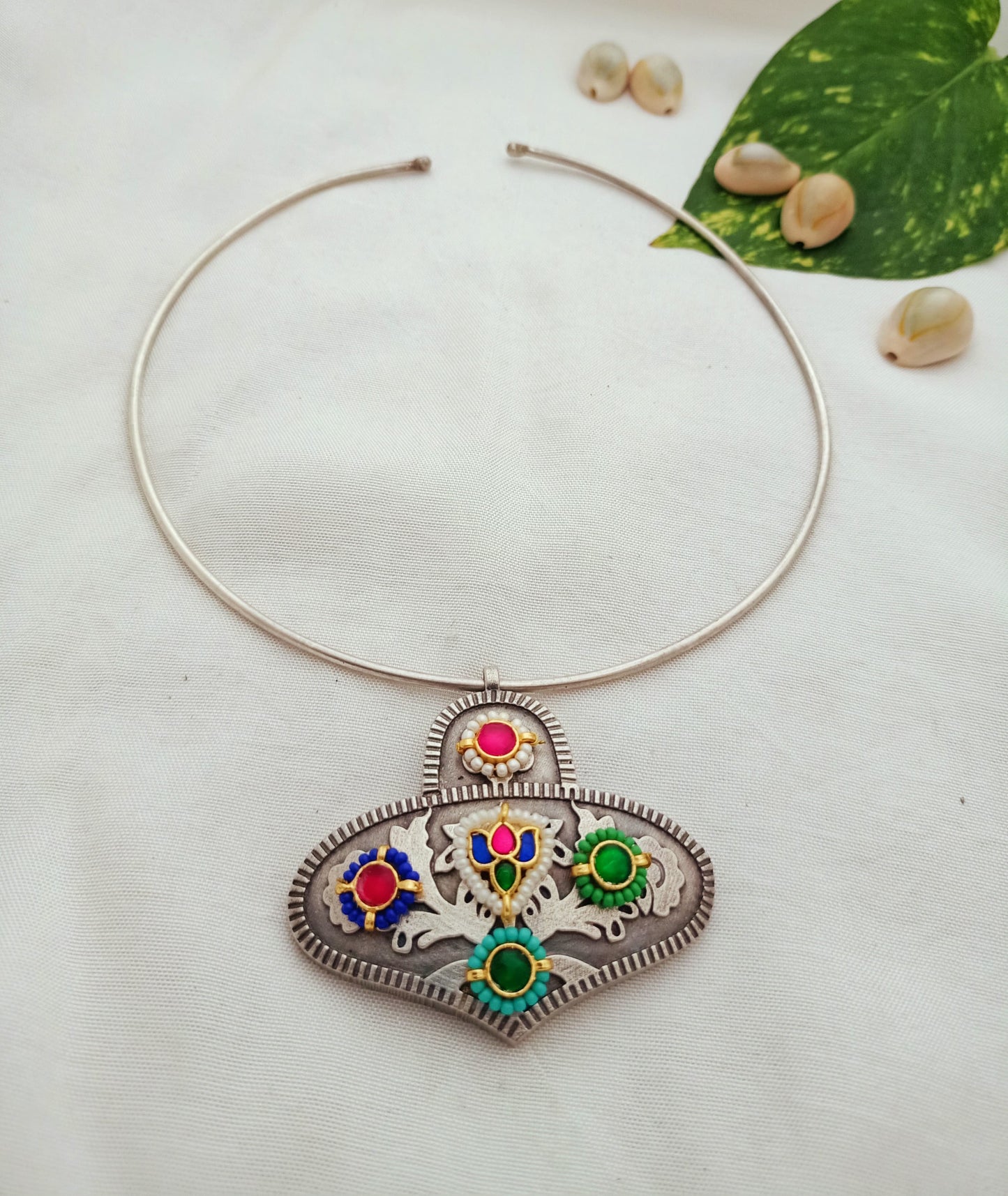 Shanjh Pachi Kundan Brass halsi