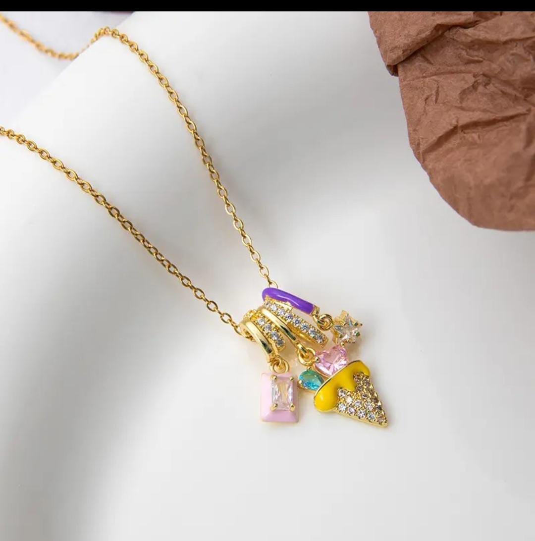 Gold Plated Anti Tarnish Stainless Pendant Chain Necklace