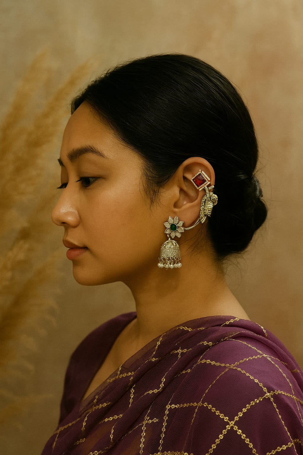 Beautiful Dual Tone Parrot Green Colour Earcuff