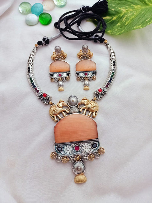 Ahana Dual tone Hasli with earrings