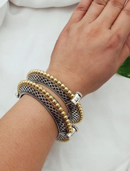 Beautiful Dual Tone Elegant Openable Bangle