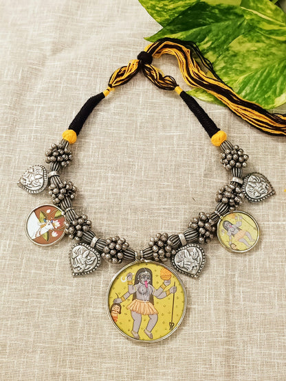 Beautiful Silver Plated kali Mata Pendant Necklace – Ethnic Charms Statement Neckpiece