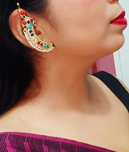 Beautiful Gold Plated Peacock Multicolor Earcuff