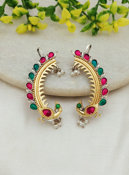 Beautiful Dual Tone peacock motif Earcuff