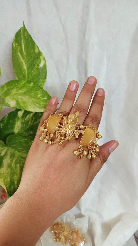 Beautiful radha krishna Gold Plated adjustable Ring