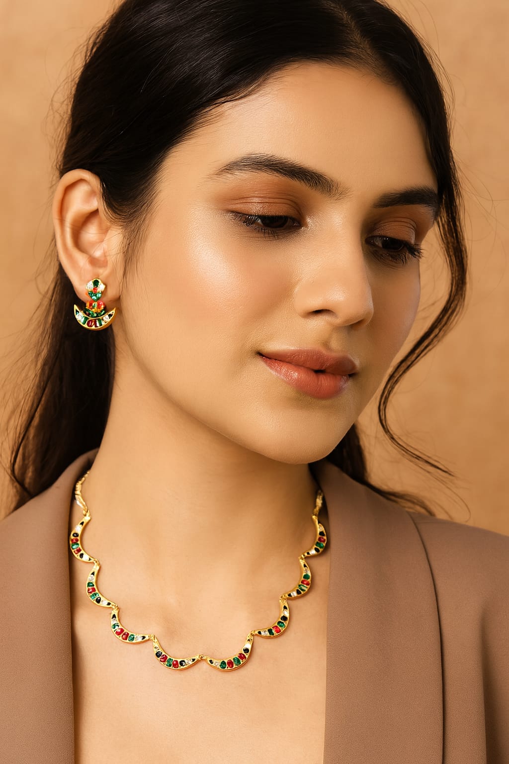 Beautiful Gold plated Necklace with Earrings for women