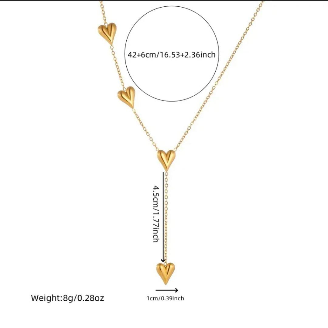 Gold Plated Anti Tarnish Stainless Steel Heart Pendent Chain Necklace