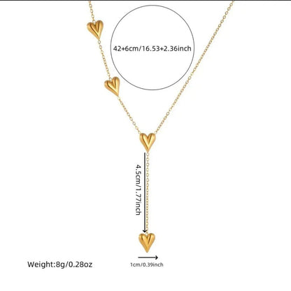 Gold Plated Anti Tarnish Stainless Steel Heart Pendent Chain Necklace