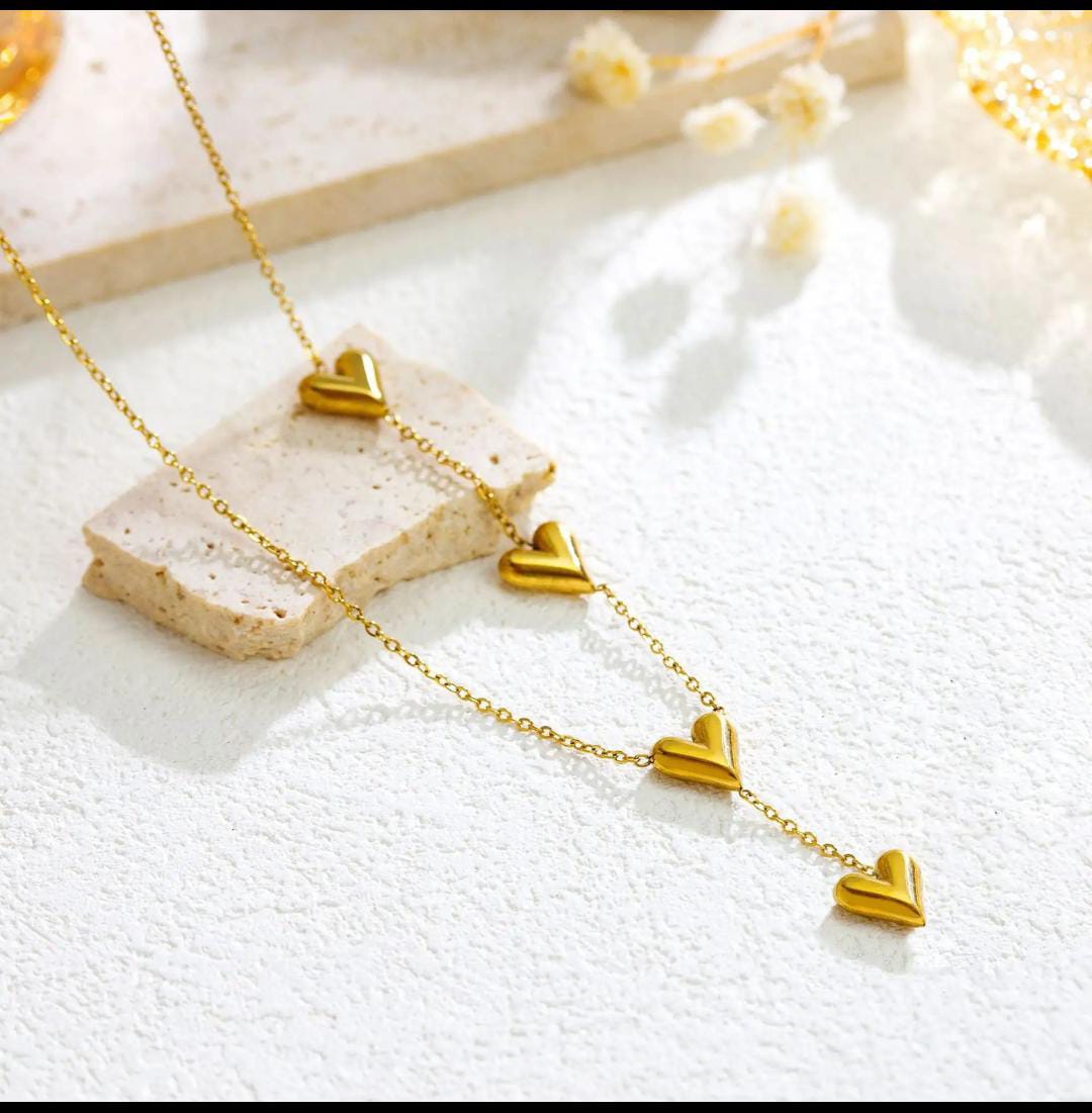 Gold Plated Anti Tarnish Stainless Steel Heart Pendent Chain Necklace