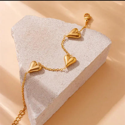 Gold Plated Anti Tarnish Stainless Steel Heart Pendent Chain Necklace