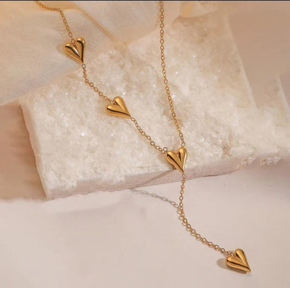 Gold Plated Anti Tarnish Stainless Steel Heart Pendent Chain Necklace