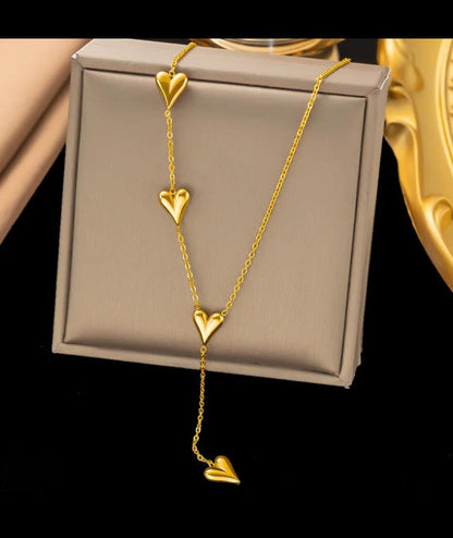 Gold Plated Anti Tarnish Stainless Steel Heart Pendent Chain Necklace