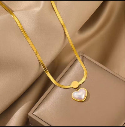 Gold Plated Anti Tarnish Stainless Steel Heart Pendent Chain Necklace