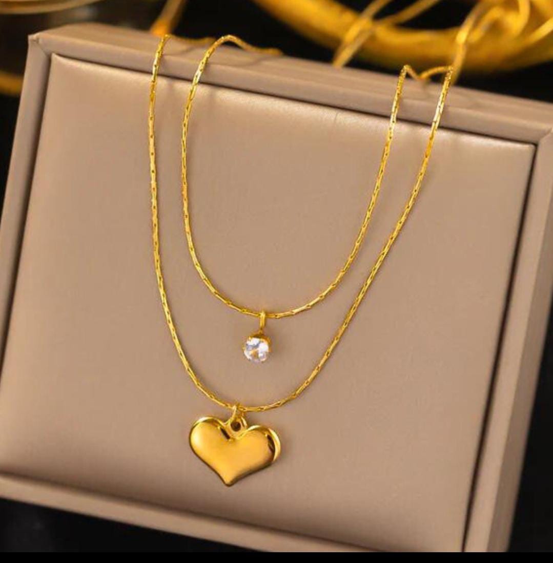 Gold Plated Anti Tarnish Stainless Steel Heart chain Necklace