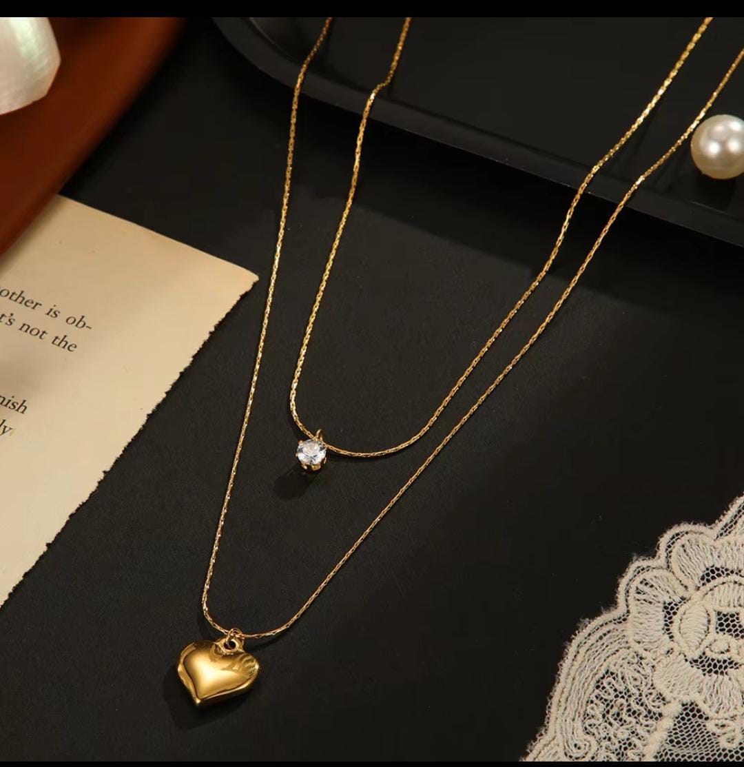 Gold Plated Anti Tarnish Stainless Steel Heart chain Necklace