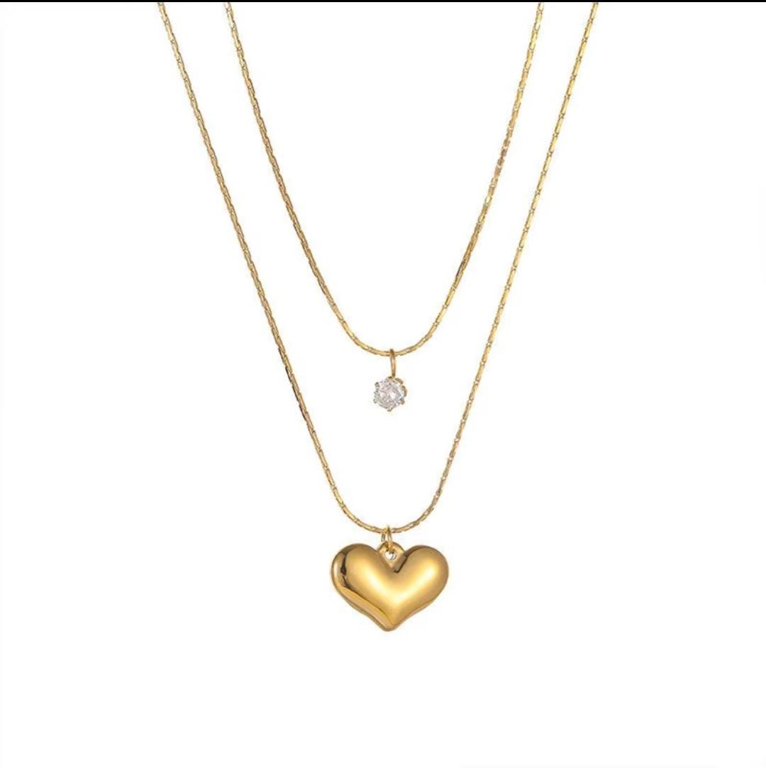Gold Plated Anti Tarnish Stainless Steel Heart chain Necklace