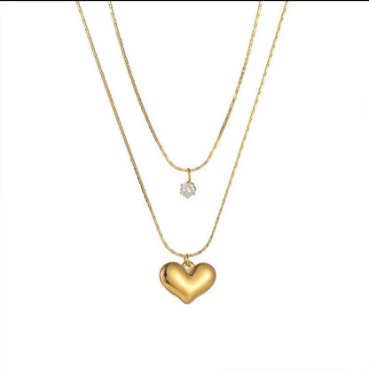 Gold Plated Anti Tarnish Stainless Steel Heart chain Necklace