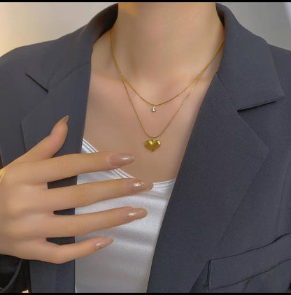 Gold Plated Anti Tarnish Stainless Steel Heart chain Necklace