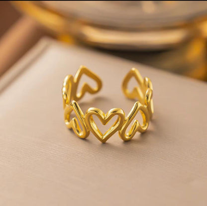 18K Gold Plated Anti Tarnish Stainless Steel Adjustable Ring