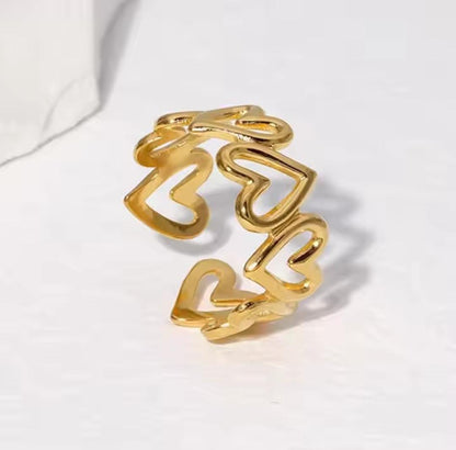 18K Gold Plated Anti Tarnish Stainless Steel Adjustable Ring