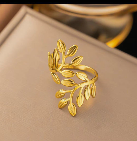 18K Gold Plated Anti Tarnish Stainless Steel Adjustable Ring