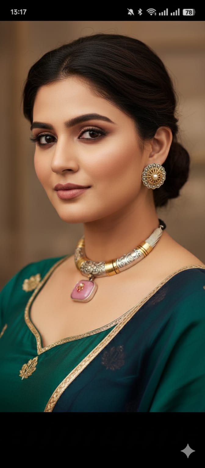 Aamani Dual tone Hasli with Earring