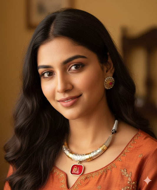 Aamani Dual tone Hasli with Earring