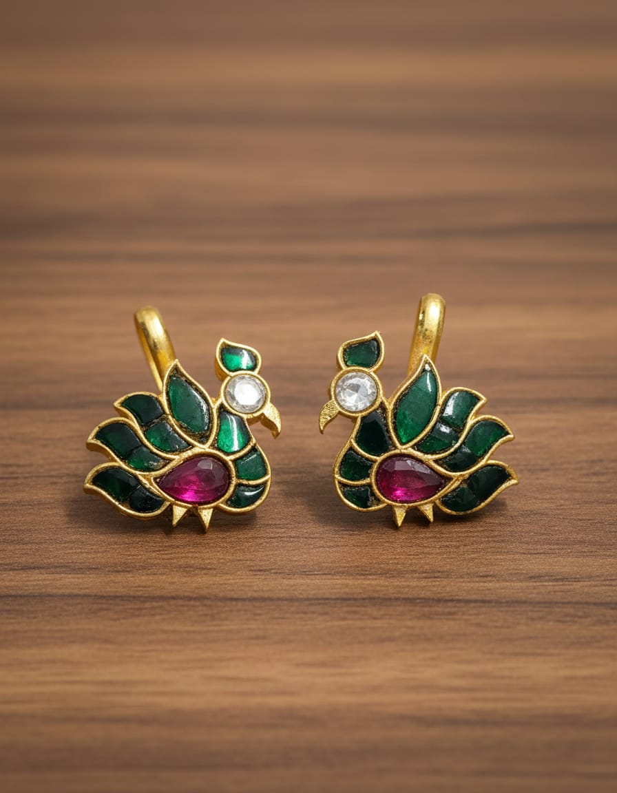 Mayura Jadau kundan Budagi Press on style Earrings