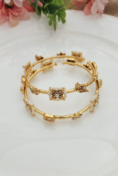 ISHA Gold Plated Bird motif openable bangle