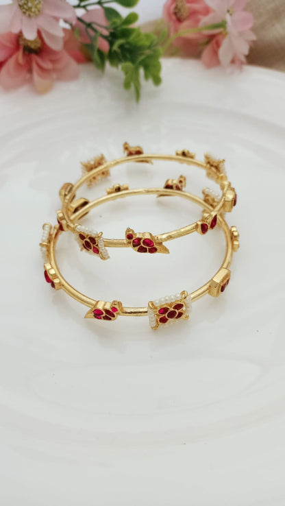 ISHA Gold Plated Bird motif openable bangle