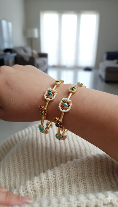 ISHA Gold Plated Bird motif openable bangle