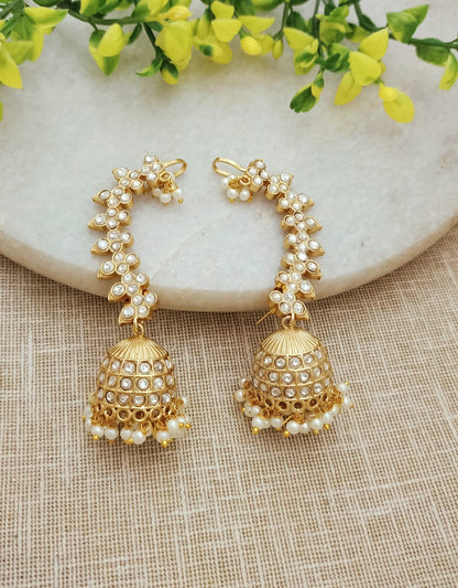 Saavi Floral Pearl Jhumka EarCuff