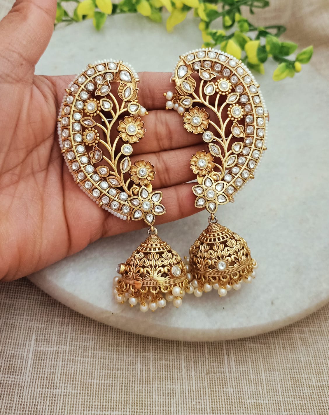 Komolika Kundan Earcuff with Jhumka