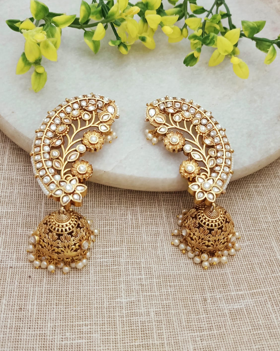 Komolika Kundan Earcuff with Jhumka