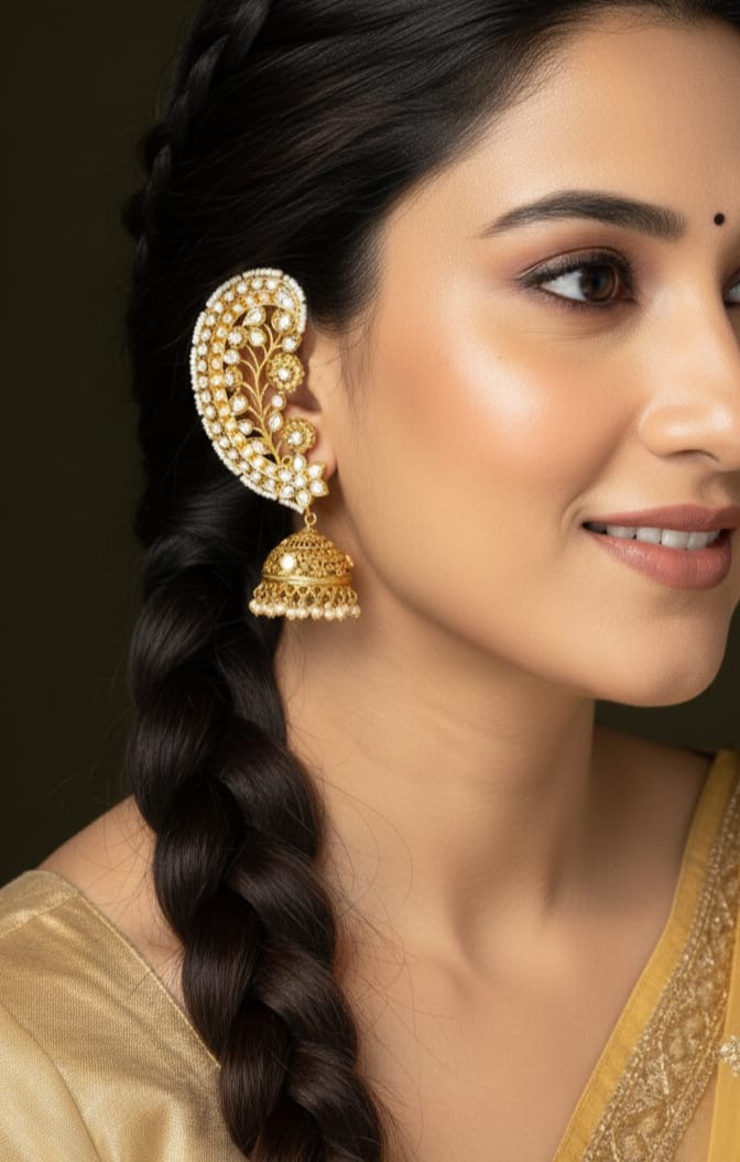 Komolika Kundan Earcuff with Jhumka
