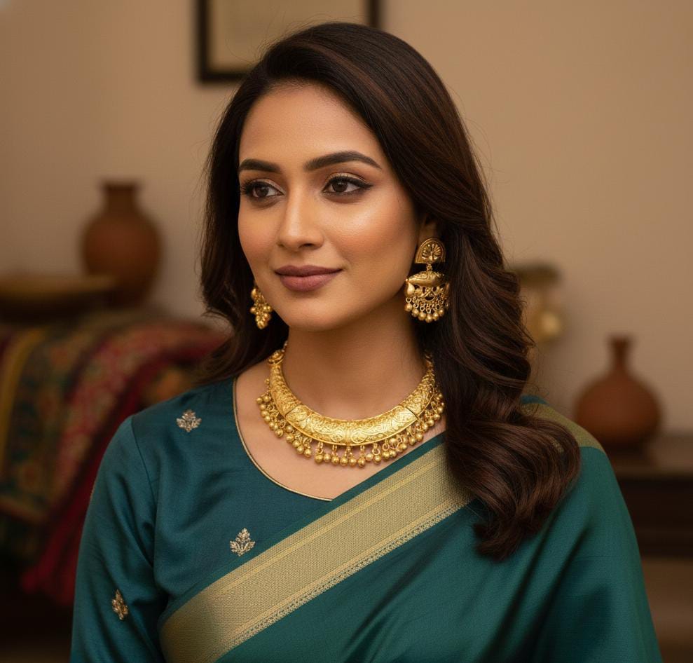 Mohini Brass Gold Plated Hasli with Earrings