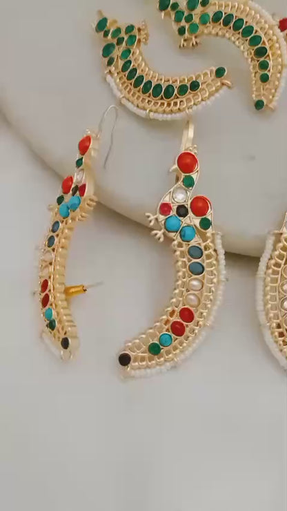 Beautiful Gold Plated Peacock Multicolor Earcuff