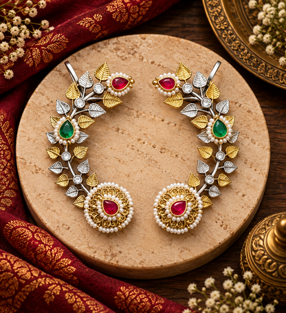 Tani Dual tone Pachi kundan Earcuff