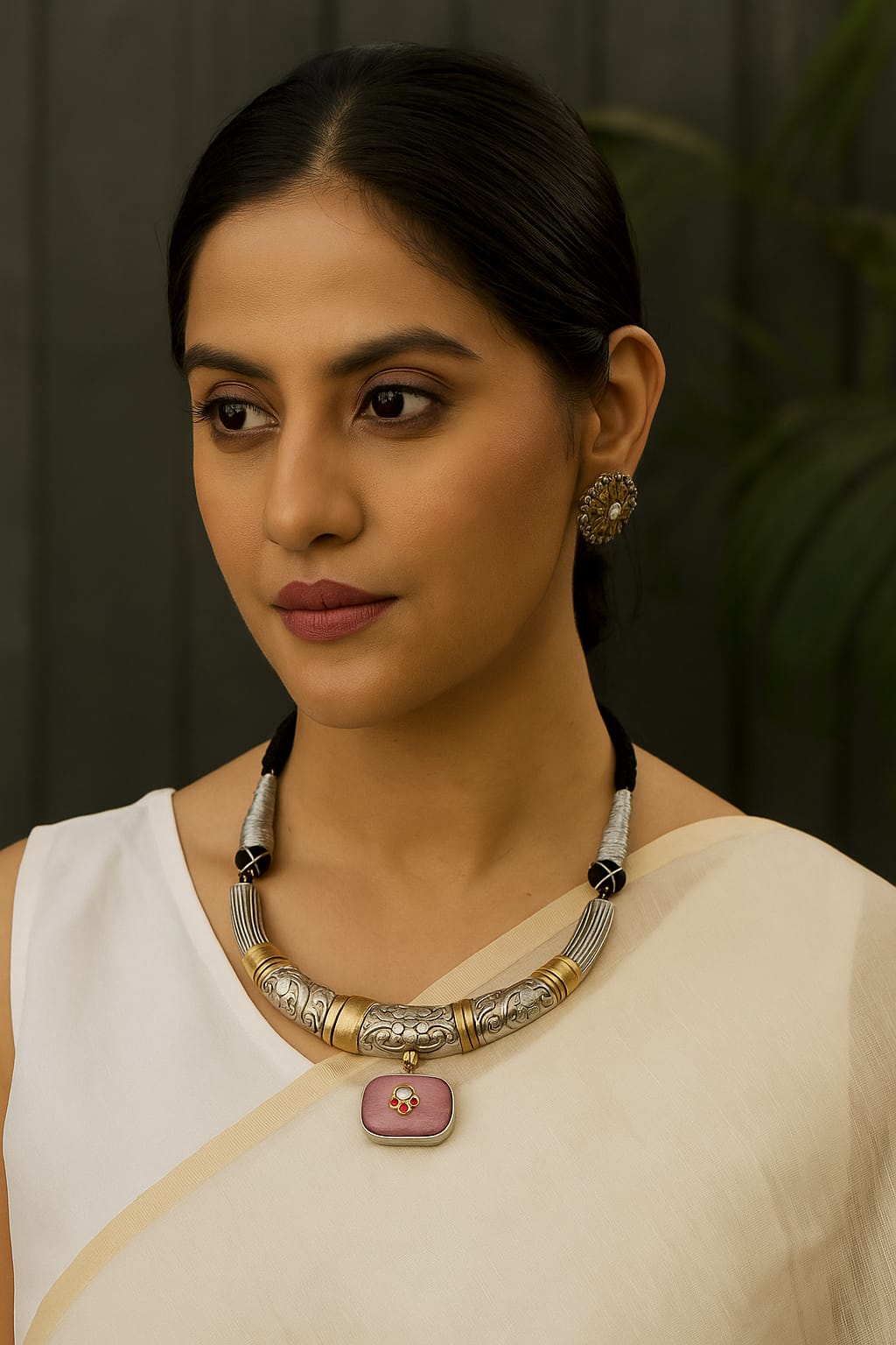 Aamani Dual tone Hasli with Earring