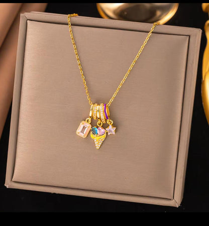 Gold Plated Anti Tarnish Stainless  Pendant Chain Necklace