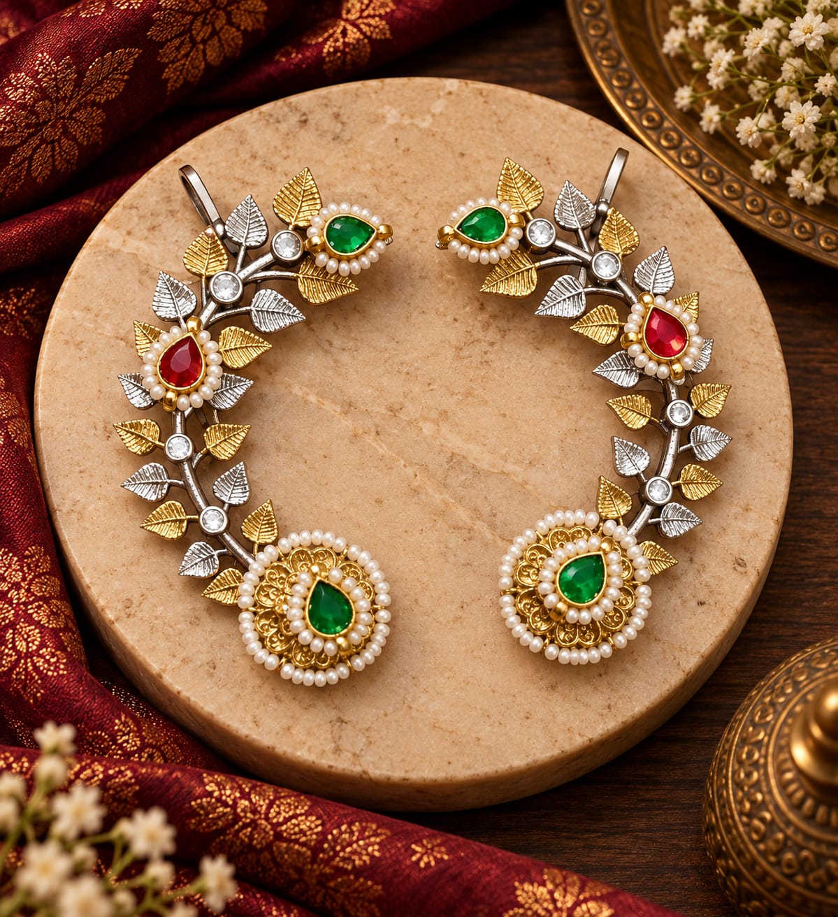 Tani Dual tone Pachi kundan Earcuff