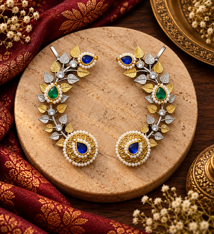 Tani Dual tone Pachi kundan Earcuff